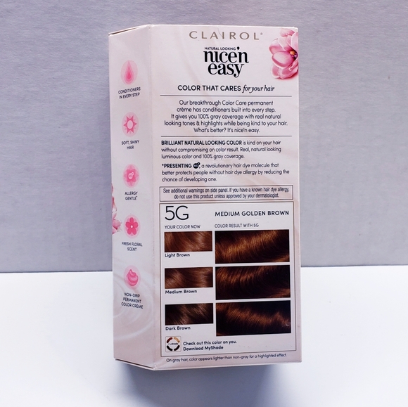 Clairol Nice n Easy Perm Hair Color, 100% Gray coverage, 5G Medium Golde Brown - Picture 6 of 10